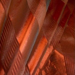 Saville Row Flocked Stripe In Mandarin Red Fabric